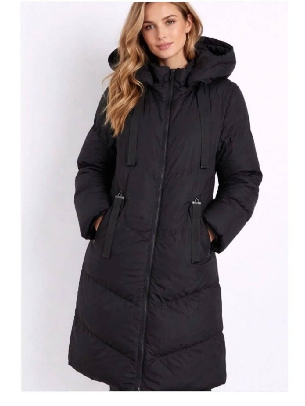 S+S Saint & Sinner Womens Puffer Coat Black Winter Parka L Large EUC